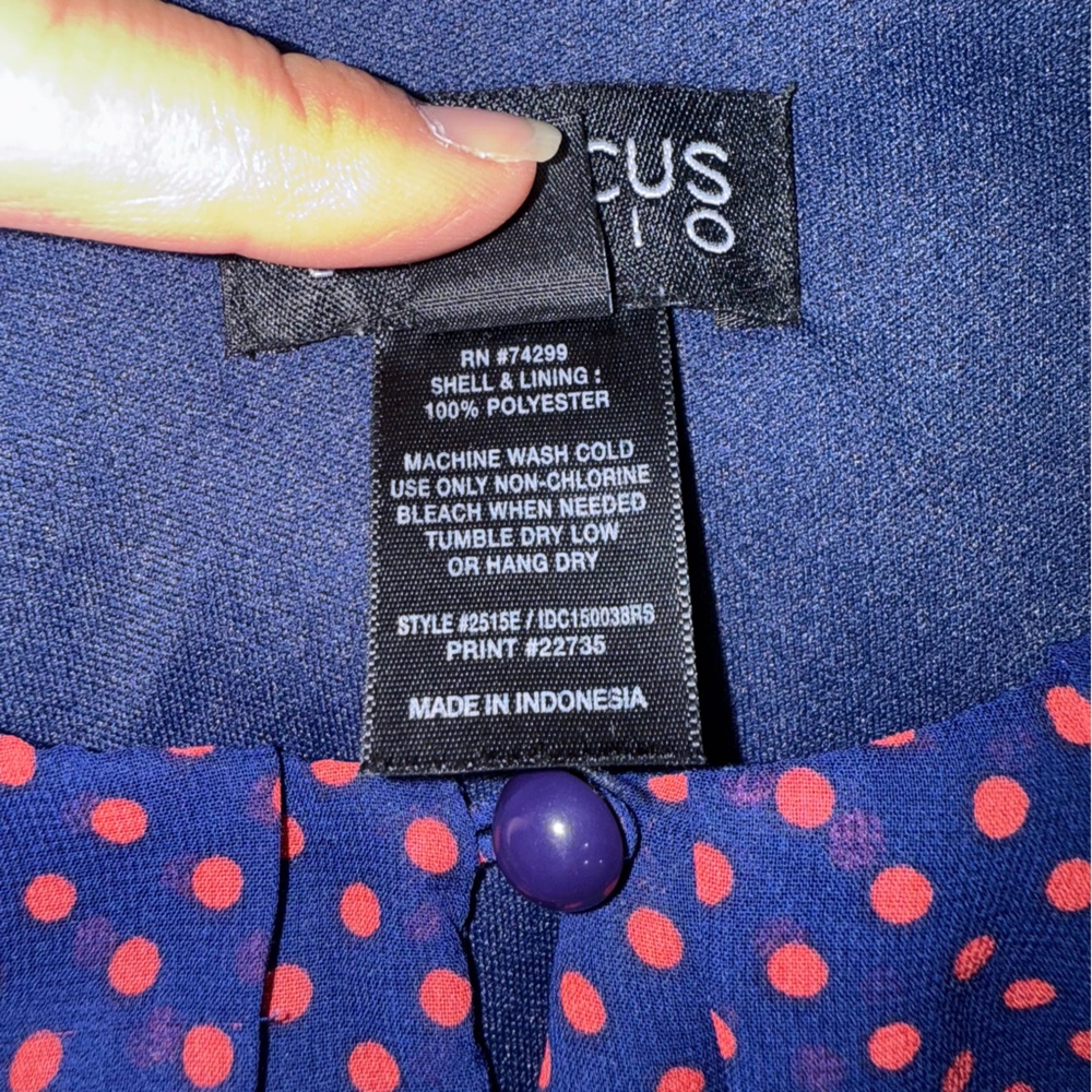 Enfocus Studio Navy With Red Polka Dot Dress - Picture 8 of 13